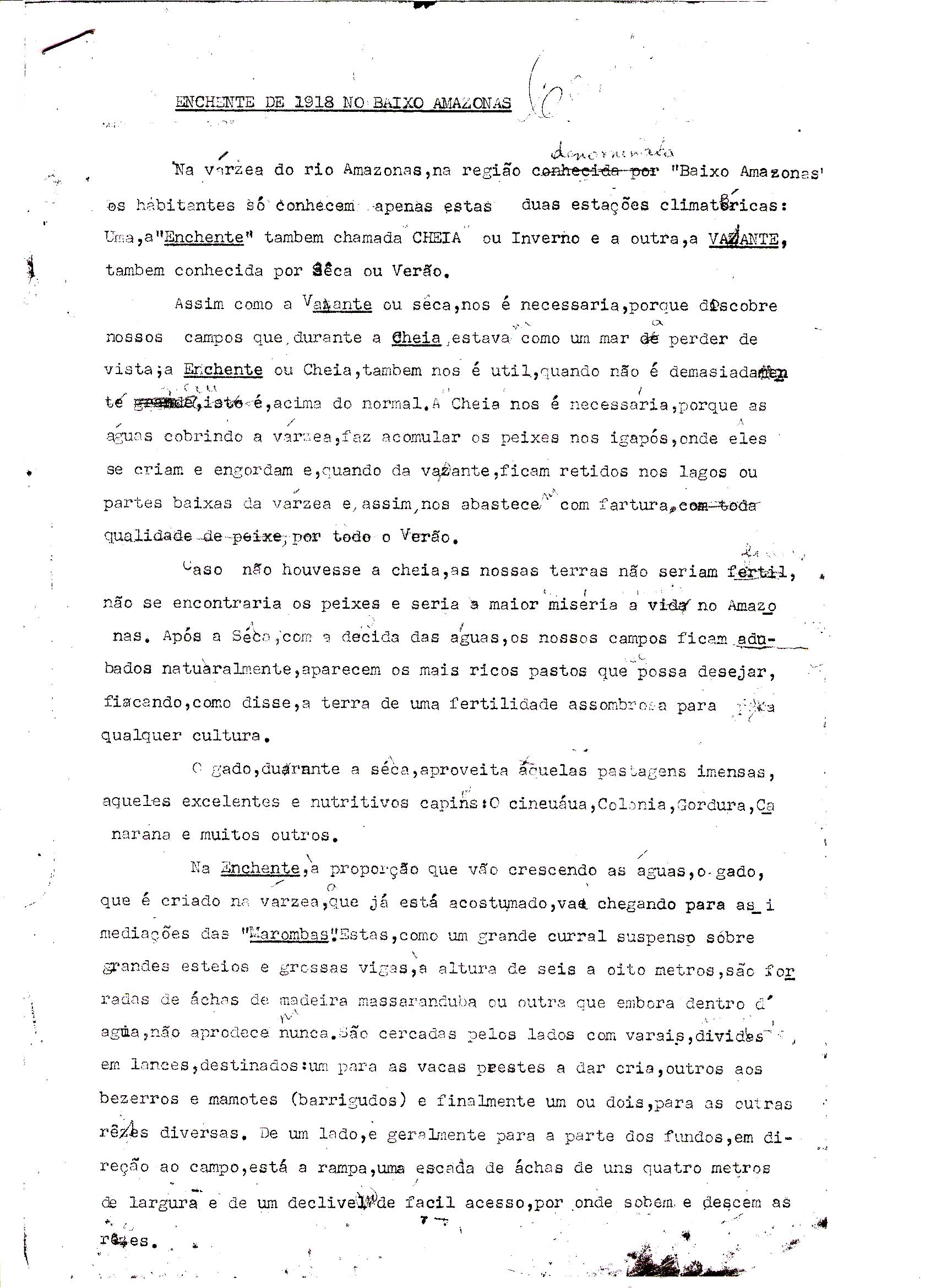 Enchente de 1918 no Baixo Amazonas - Página 1